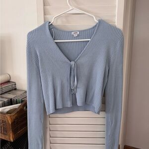 Garage Blue Tie Front Cardigan
